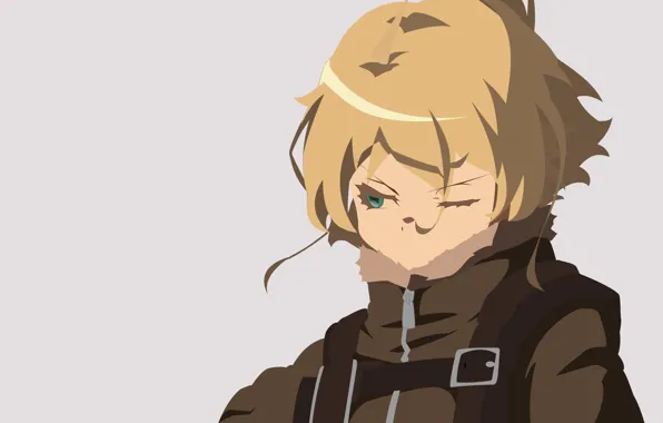 Girl, soldier, green eyes, military, Germany, anime, blonde, asian