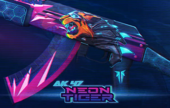 Wallpaper line, animal, AK-47, paint, interference, workshop, cs go ...