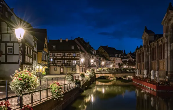 Picture lights, France, the evening, Colmar, Colmar