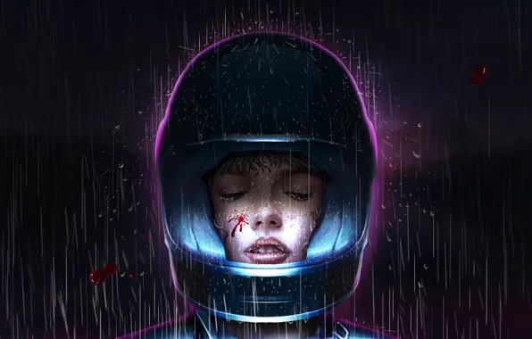 Style, Girl, Background, Light, Style, Night, Rain, Illustration