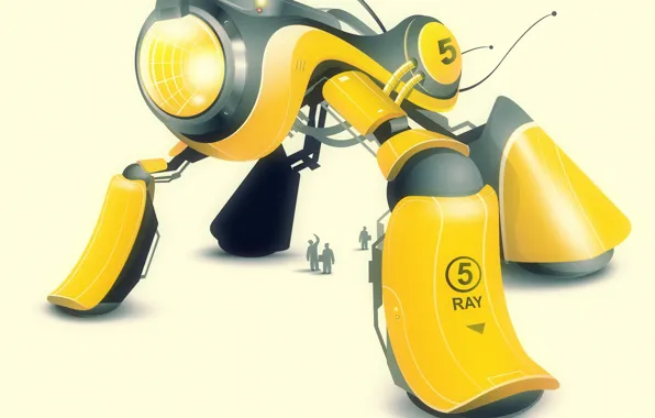Picture yellow, robot, vector