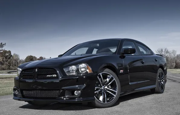 Picture the sky, black, muscle car, Dodge, dodge, muscle car, charger, srt8