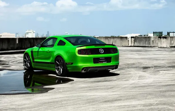 Roof, the sky, clouds, green, view, building, mustang, Mustang