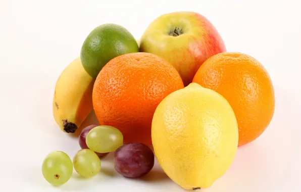White background, fruit, vitamins