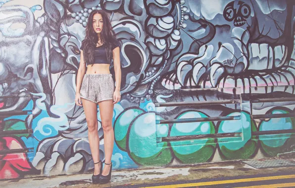 Picture Girl, Beautiful, Graffiti, Woman, View, Hair, Shorts, Mike