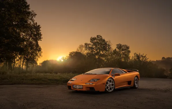 Sunset, the evening, Lamborghini, supercar, Diablo, Diablo VT, by Arnoldas Ivanauskas