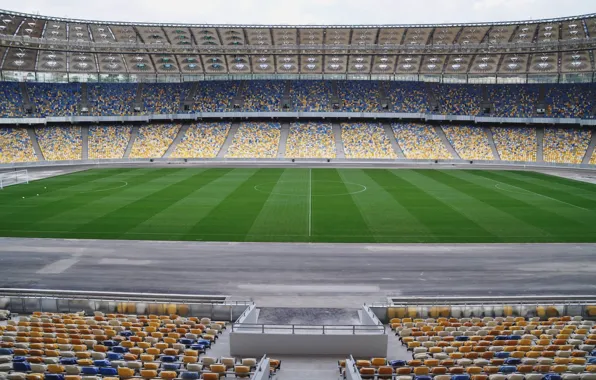 Field, grass, line, the ball, green, center, tribune, Olympic