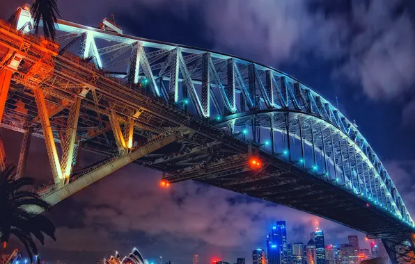 Night, bridge, lights, home, Australia, theatre, Sydney