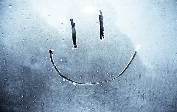 Picture frost, snow, Glass, smile