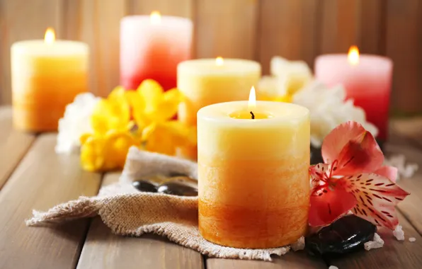 Flowers, candles, bokeh