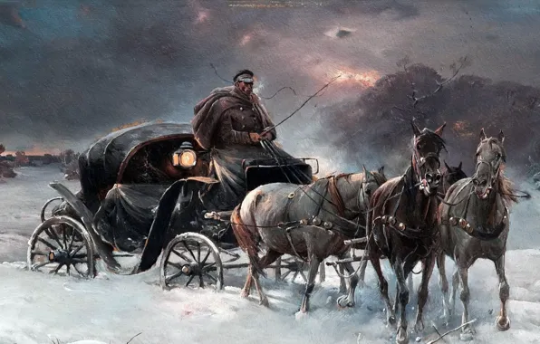 Picture winter, picture, Journey winter night, Alfred Ian Maximilian Verush-Kowalski