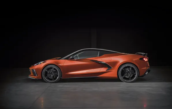 Corvette, Chevrolet, side view, Stingray, 2020, C8