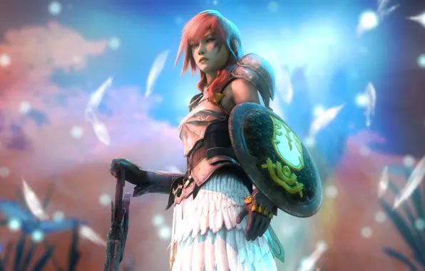 Girl, sword, shield, Final Fantasy XIII, Lightning, Claire Farron