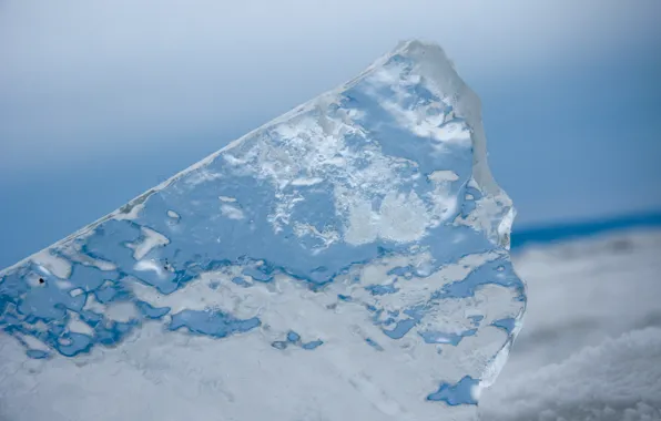 White, the sky, water, snow, horizon, Ice, Baikal, snow white