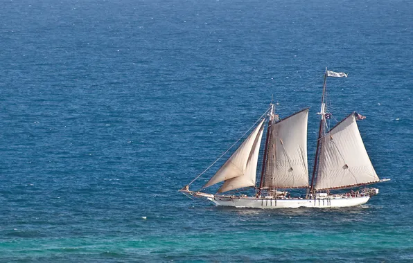 The way, movement, the ocean, the wind, ship, sailboat, sails, ocean