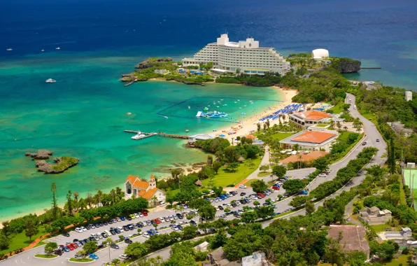Wallpaper island, building, Japan, Okinawa