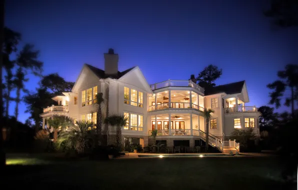 Picture light, palm trees, Villa, the evening, night, ralston creek