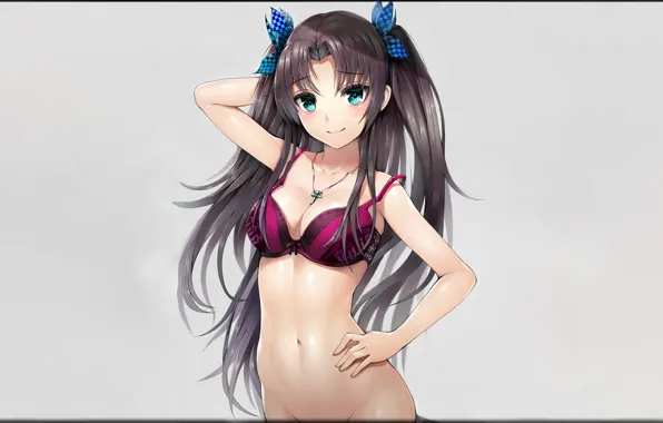 Girl, sexy, lingerie, bra, cleavage, green eyes, long hair, brown hair
