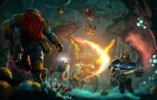 Forest, insects, jungle, dwarves, Deep Rock Galactic