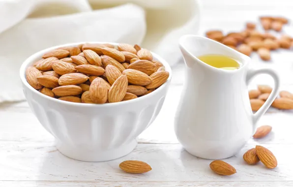 Oil, nuts, almonds