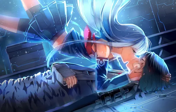 Picture girl, kiss, anime, art, guy, Aoki Hagane No Arpeggio