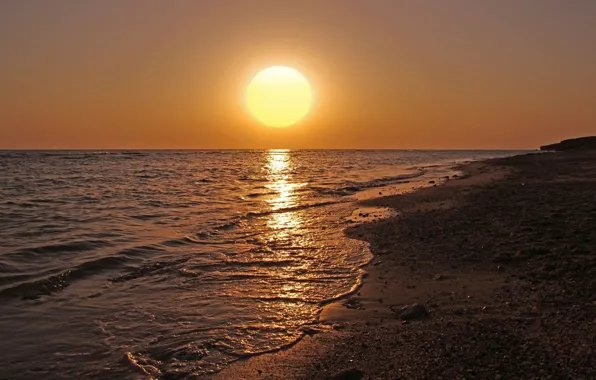 Wallpaper the ocean, the sun, shore, beach, nature