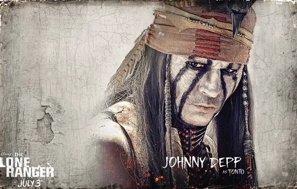 Picture Johnny Depp, west, western, background, movie, wild west, Indian, The Lone Ranger