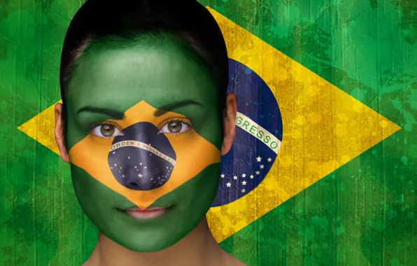 Football, face, flag, World Cup, Brasil, FIFA, 2014
