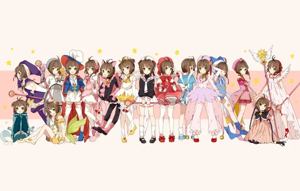Card, clothing, Sakura, poses, Cardcaptor Sakura