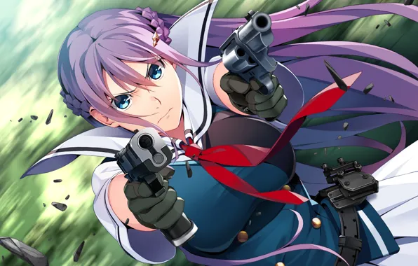 Look, girl, guns, art, Grisaia: Phantom Trigger