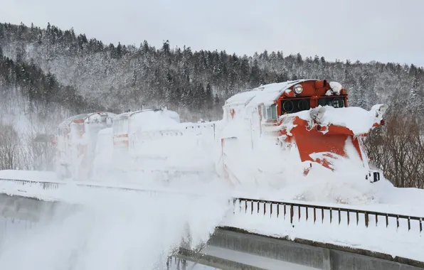 Wallpaper winter, cleansing, snow, train