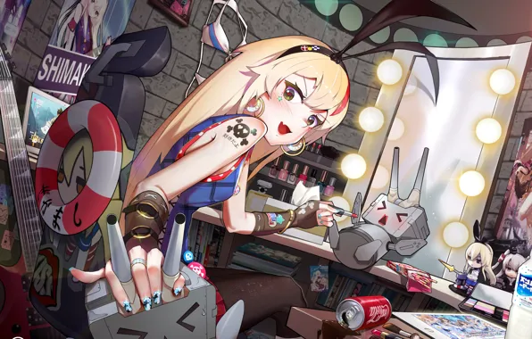 Picture girl, anime, art, kantai collection, oop, Amatsukaze