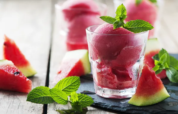Picture watermelon, ice cream, mint, dessert, Oxana Denezhkina
