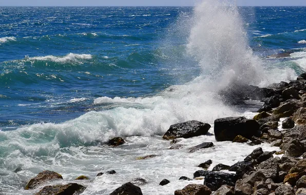 Picture sea, wave, stones
