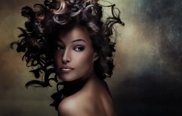 Picture look, girl, model, makeup, hairstyle, curls