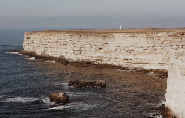 Sea, open, rocks, shore, lighthouse, edge