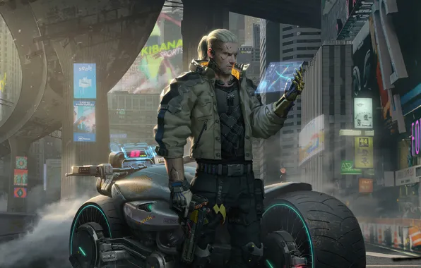 Wallpaper Motorcycle, Cyberpunk 2077, Cyberpunk for mobile and