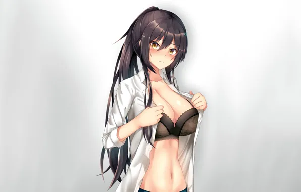Girl, sexy, lingerie, bra, cleavage, long hair, boobs, anime