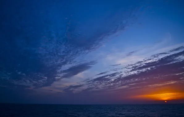 Sea, wave, the sky, water, the sun, clouds, landscape, sunset