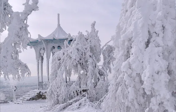 Winter, snow, Pyatigorsk, Chinese pavilion