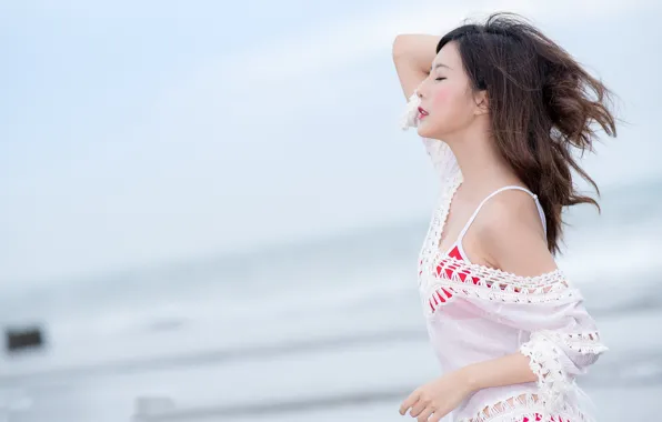 Picture girl, background, Asian