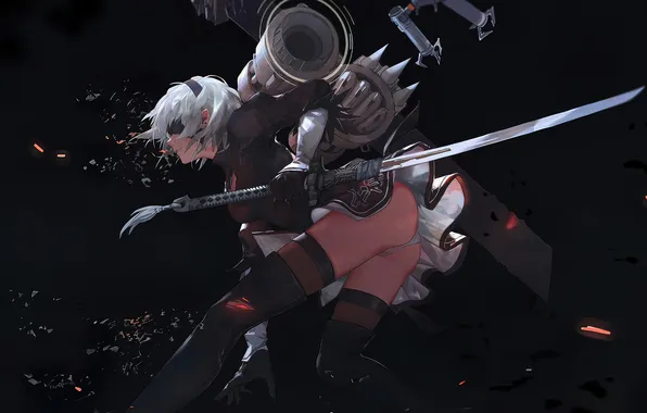 Katana, warrior, Sexy Babe, Game Art, Nier Automata, YoRHa, game character, Yorha No2