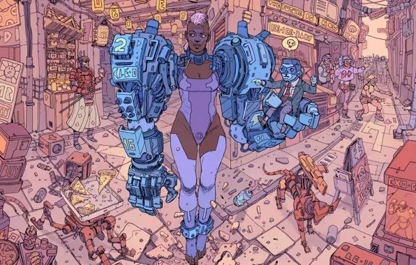 Girl, Robot, Robots, Garbage, Fantasy, Art, Art, Robot
