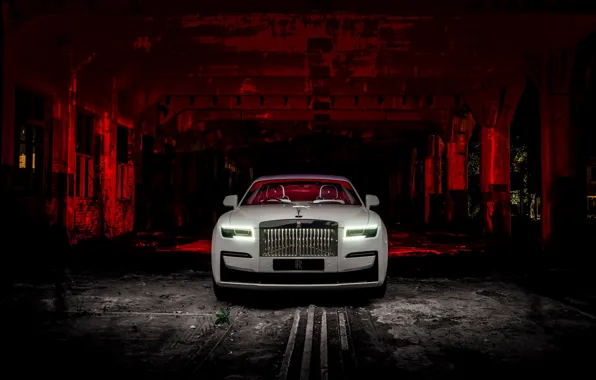 Rolls-Royce, Light, Rolls Royce, Ghost, Front, White, Face, Black Badge