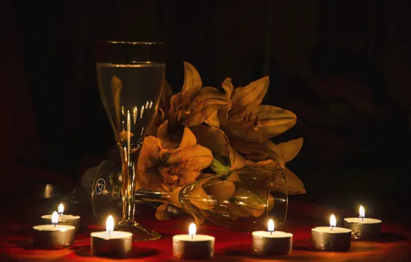 Lily, candles, still life