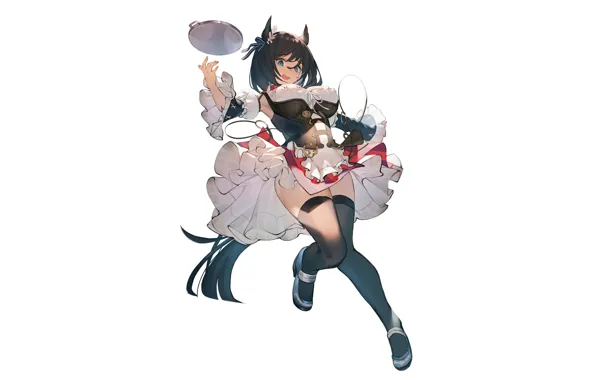 Girl, sexy, cleavage, thighhighs, long hair, dress, legs, brown hair