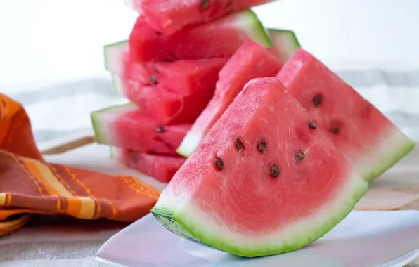 Food, watermelon, fruit, slices