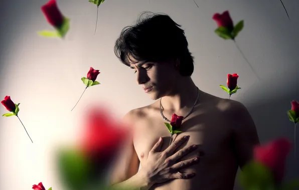Picture mood, roses, guy