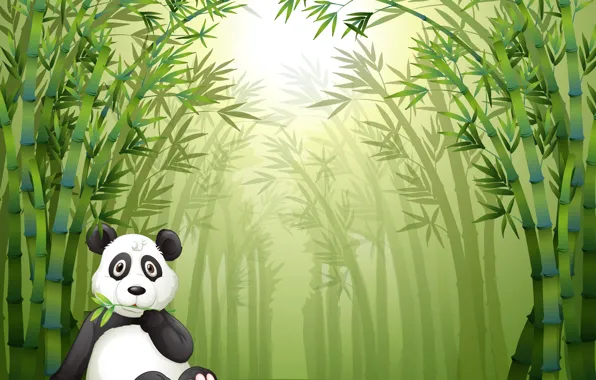 Sprig, stay, bamboo forest, little Panda