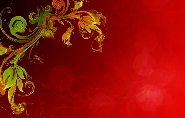 Picture flower, yellow, red, glare, background, fire, plant, texture